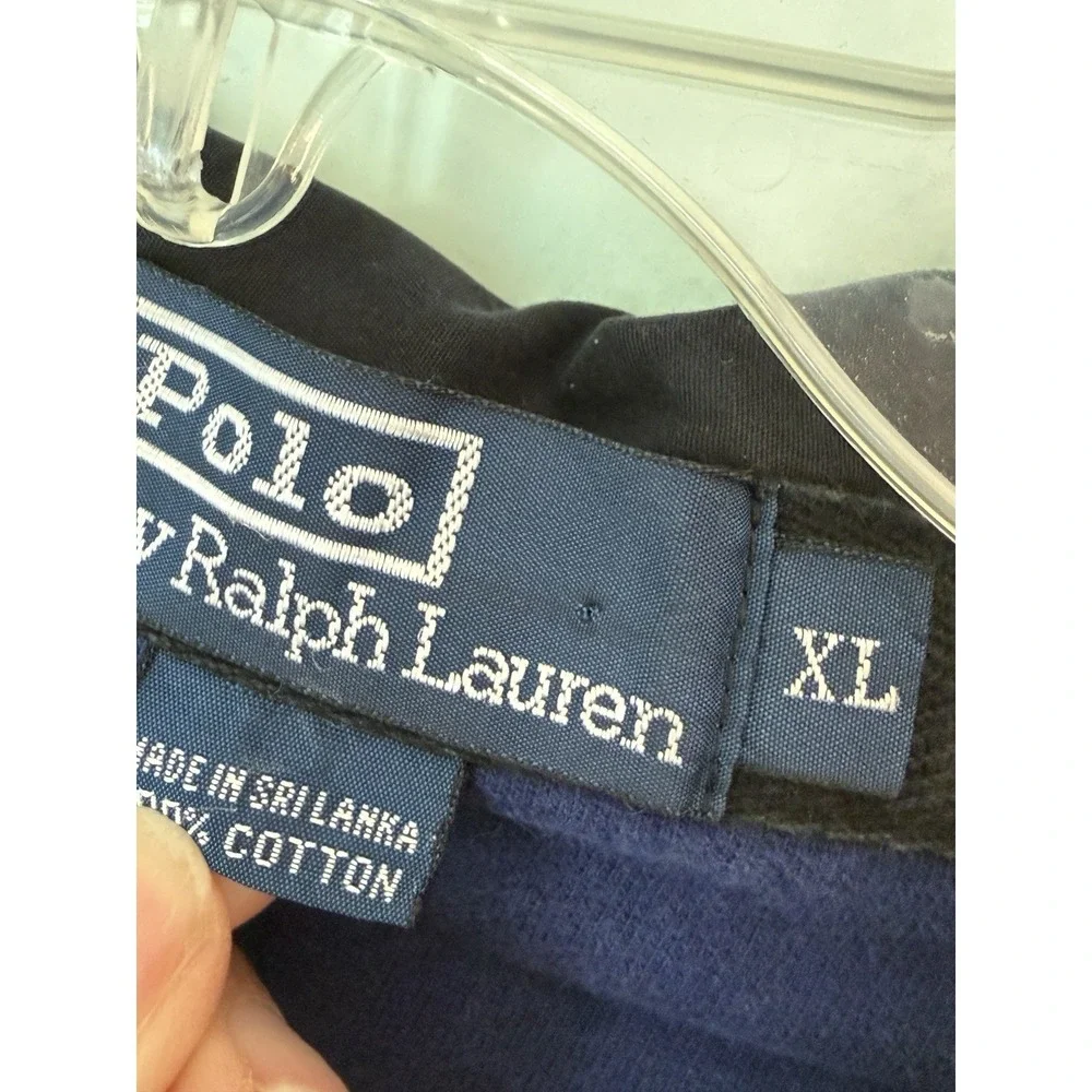 VTG 90s Polo Ralph Lauren Blue Gray Stripe Rugby Shirt Sz XL‎ Preppy Classic